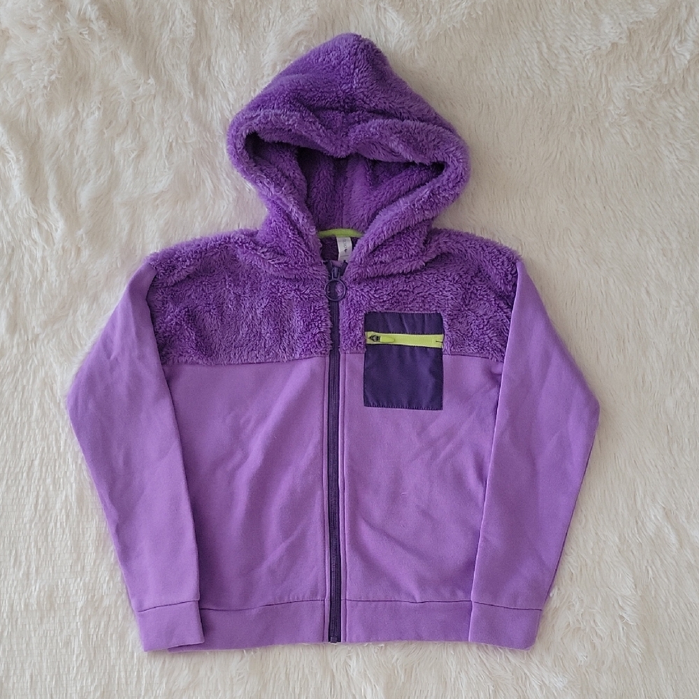 Ideology Purple Sweatshirt Sherpa Zip Up Hoodie Girls Size M (8-10)